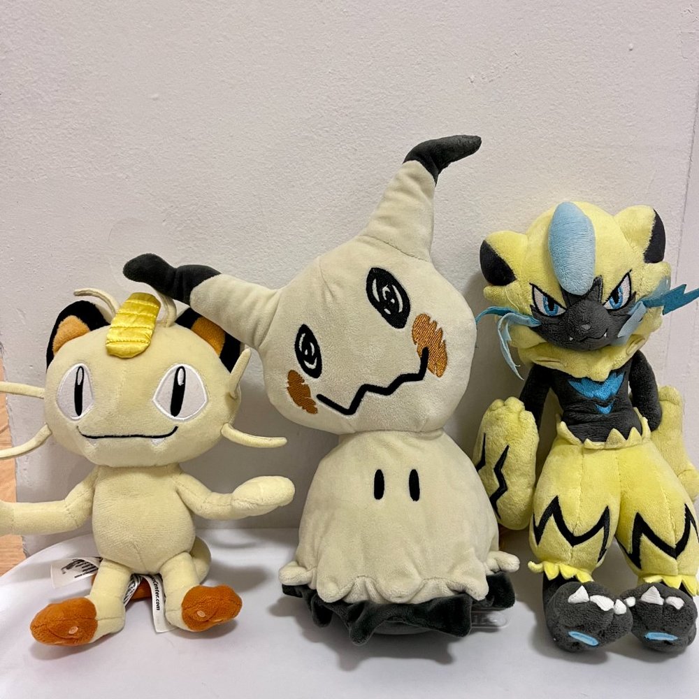 Pokemon Plushy Trio - Meowth , Mimikyu & Zeraora
